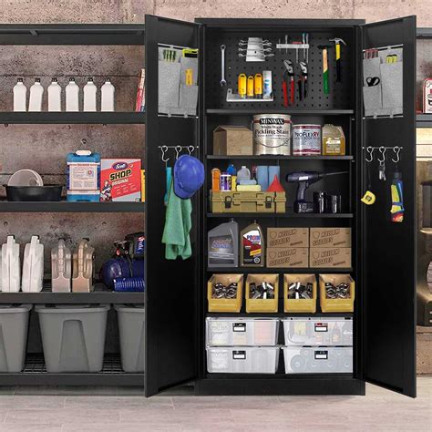 Pataku Garage Storage Cabinet Black Metal Locking Cabinet With Door