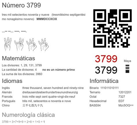 3799 Número La Enciclopedia De Los Números Numerowiki