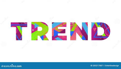 Trend Concept Retro Colorful Word Art Illustration Stock Vector