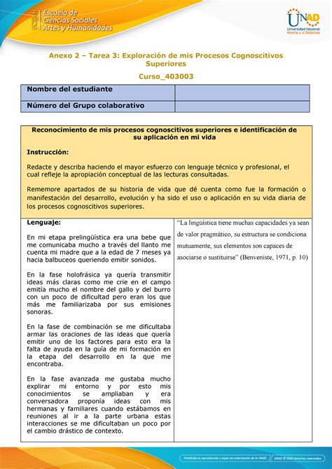 Anexo 2 Tarea 3 Matriz Individual exploración procesos cognoscitivos