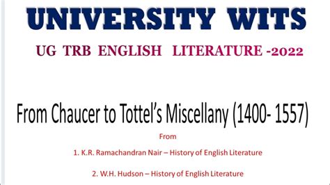 Ug Trb English Chaucer To Tottel S Miscellany Youtube