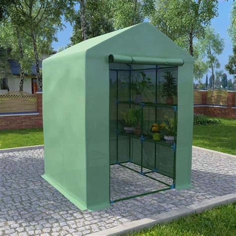 Greenhouse With Shelves Steel 143x143x195cm