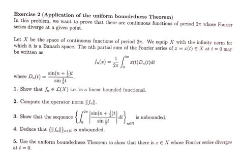 Solved Exercise 2 Application Of The Uniform Boundedness