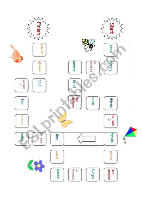 Board Game Nouns And Adjectives Esl Worksheet By Sjiesimple