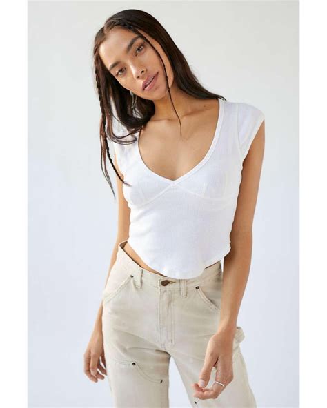 Urban Outfitters Uo Edith Seamed Corset Tee In White Lyst Canada