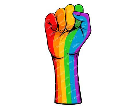 Gay Fist Pride Symbol Rainbow Flag Lgbt Pride Rights Power Etsy