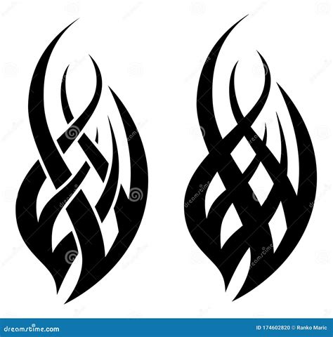 Spiky Flame Black and White Tribal Tattoo Stock Vector - Illustration of isolated, celtic: 174602820