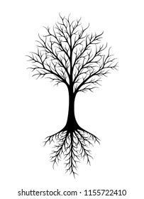 Black Naked Tree Roots Vector Illustration เวกเตอรสตอก ปลอดคา