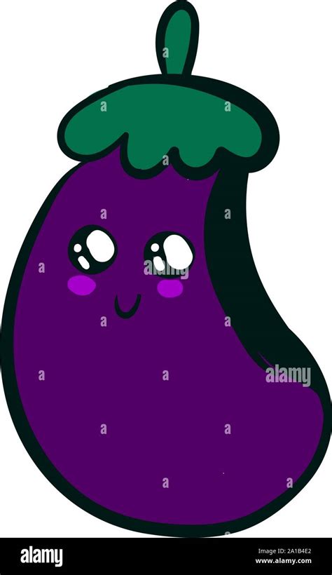 Cute Eggplant Illustration Vector On White Background Stock Vector