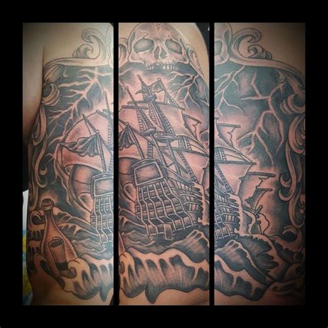 Skull And Pirate Ship Tattoo By Sabrina Cruz Sabrinacruz005