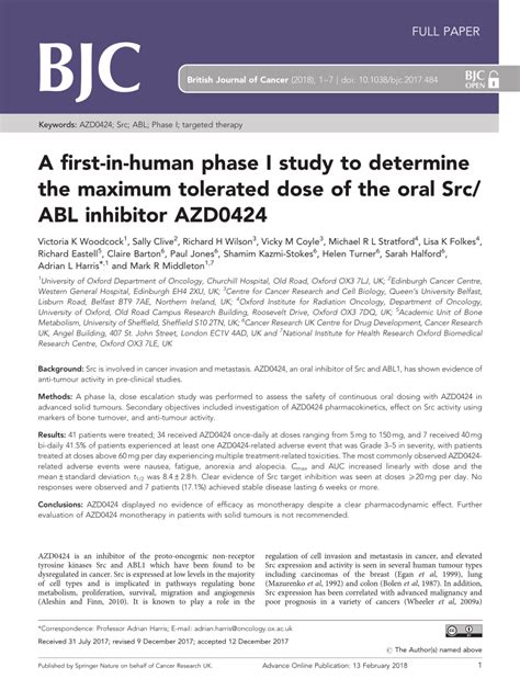 PDF A First In Human Phase I Study To Determine The Maximum Tolerated