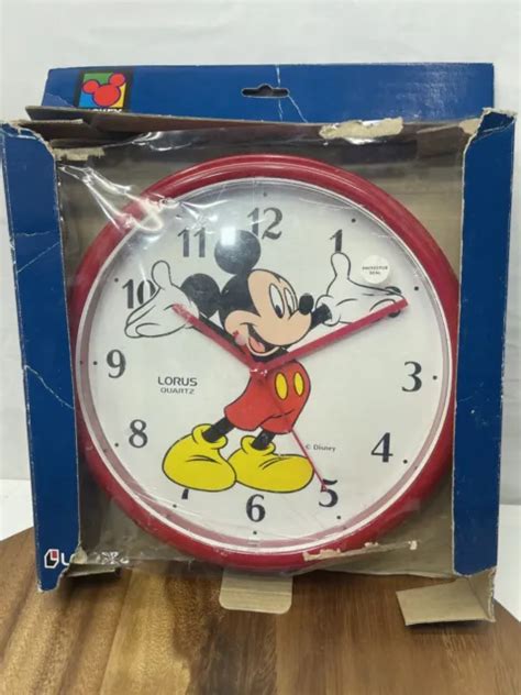 Vintage Walt Disney Mickey Mouse Wall Clock Lorus Quartz New Old Stock