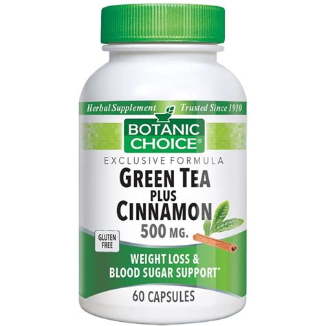 Botanic Choice Green Tea Plus Cinnamon 500 Mg Herbal Supplement