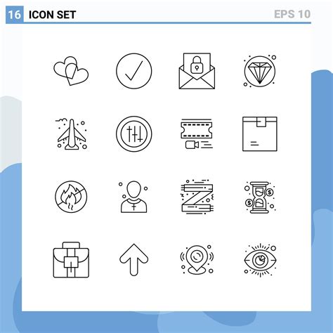 Set Of 16 Vector Outlines On Grid For Options Airport Email Airplane