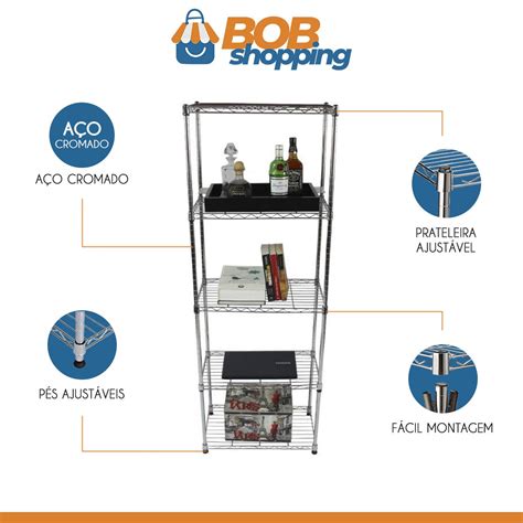 Estante Industrial De A O Cromado Prateleiras Aramada Multiuso X