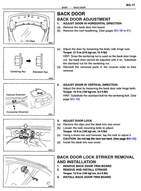 Back Door Body Toyota Supra A80 Mkiv Repair Manual