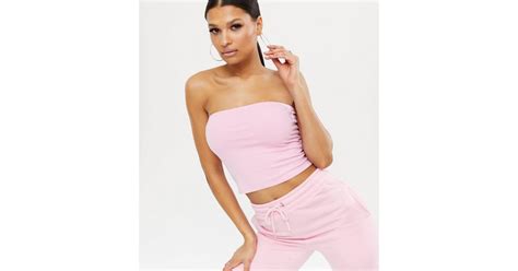 Pink Bandeau Crop Top New Look