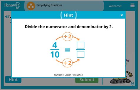 Math Game: Simplifying Fractions