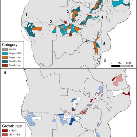 Mean Elephant Population Size Against Protected Area Size Protected