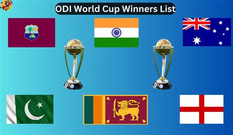 Icc Odi World Cup Winners List 1975 To 2023