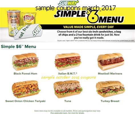 Printable Coupons 2018: Subway Coupons