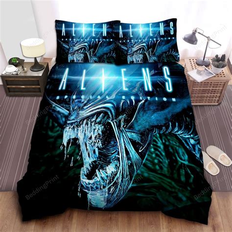 Aliens Scary Xenomorph Face With Sharp Teeth Bed Sheets Duvet Cover