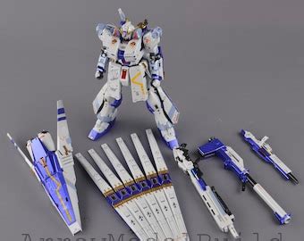 Painted Bandai RG 1 144 Hi Nu Gundam With Two Hyper Mega Launcher Etsy