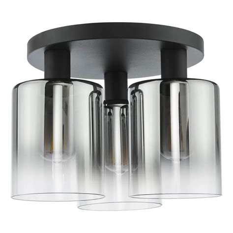 D R Lighting Sav Savannah Light Matt Black Smoked Glass Flush