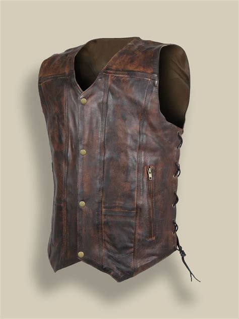 Men Distressted Brown Vest Men Jackets Brown Vest