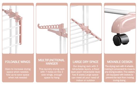 APEXCHASER Foldable Clothes Drying Rack 4 Tier Drying Rack Clothing