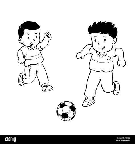 Dibujos Animados De Ninos Jugando Futbol Para Colorear Printable