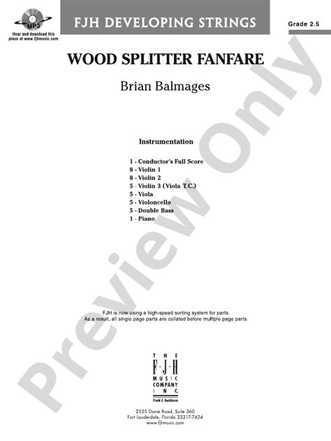 Wood Splitter Fanfare Score Brian Balmages Digital Sheet Music