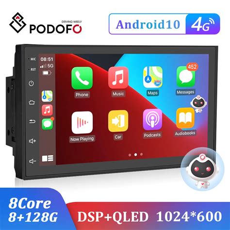 Podofo 8G 128G Car Radio GPS 2 Din Android 10 0 Auto Carplay Universal