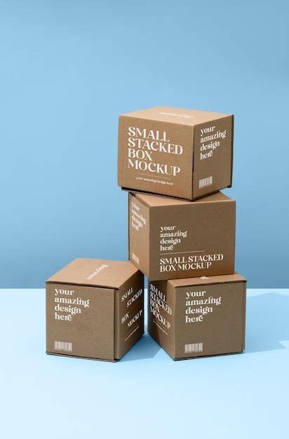 Premium PSD Small Stacked Boxes Mockup