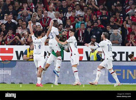 Genoa Italy Th Oct Olivier Giroud Of Ac Milan Celebrates The