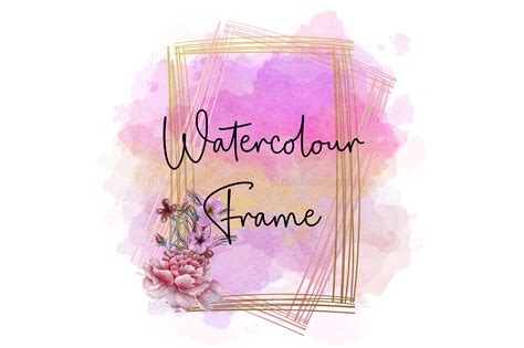 Pink Watercolour Gold Frame Graphic By RainbowDesigns Creative Fabrica