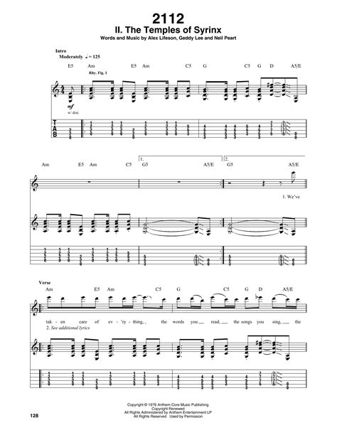 2112-II The Temples Of Syrinx by Rush - Guitar Tab Play-Along - Guitar Instructor