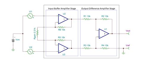 Difference amplifier vs instrumentation amplifier calculator