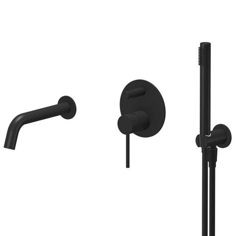 Faro Matte Black Wall Mounted Bath Shower Mixer Tap Leader