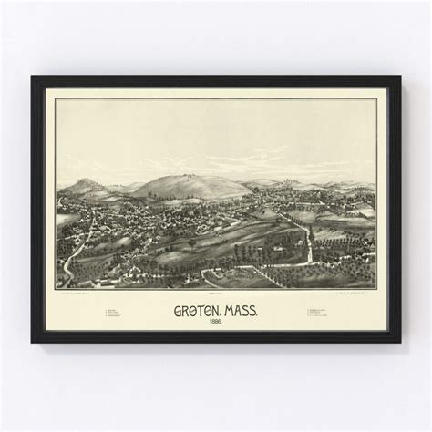 Vintage Map of Groton, Massachusetts 1886 by Ted's Vintage Art