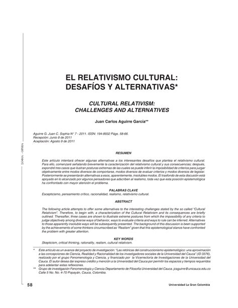 Pdf El Relativismo Cultural Desaf Os Y Alternativas