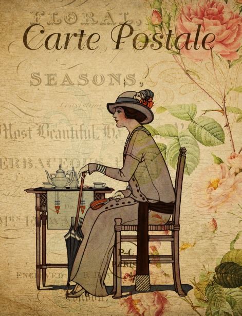 Woman Vintage Floral Postcard Free Stock Photo Public Domain Pictures