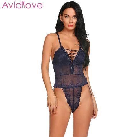 Avidlove Women Sexy Lingerie Plus Size Sheer Front Lace Dress Babydoll