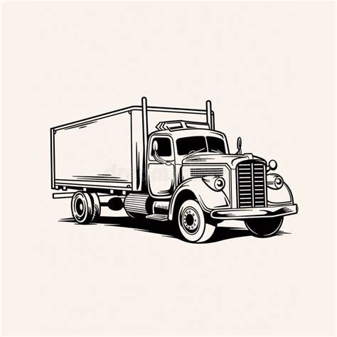 Truck A Black And White Drawing Of A Truck Stock Illustration