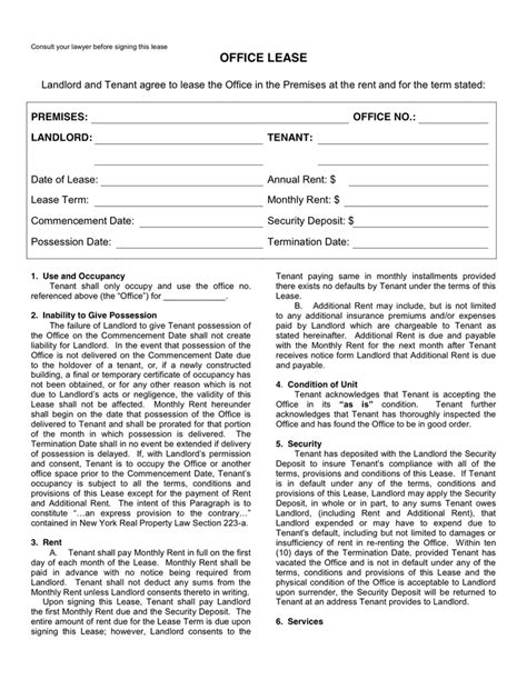 Office Lease Agreement Template Download Free Documents For Pdf Word