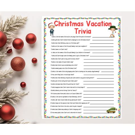 Christmas Vacation Trivia, Holiday Trivia Games Printable, Christmas ...