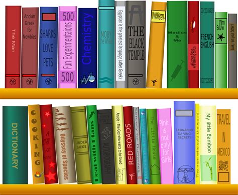 Clipart - Library - Bibliothèque - book titles converted to paths