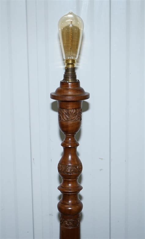 Antique Anglo Indian Hand Carved Floor Standing Lamp Heavily Detailed Nice Find At 1stdibs