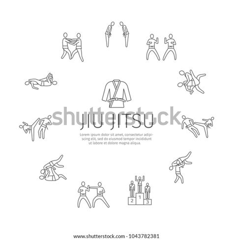 Jujutsu Martial Art Line Icons Vector Stock Vector (Royalty Free ...