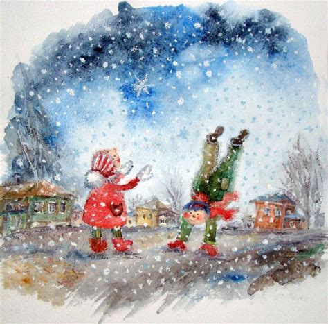 Первый снег рисунок для детей